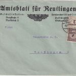 DR-Infla - 1 Mrd. Korbdeckel illustr. Firmenbrief Reutlingen - Esslingen 11.9.23