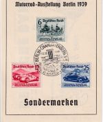 DR - Int. Automobil. u. Motorrad-Ausstellung Berlin 1939 Satz FDC Sonderblatt