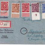 All.Bes./Kontrollrat - 25 Pfg. Ziffer u.a./Unterrand Einschreibebrief Ehmen 1948
