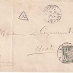 Frankreich - 20 C. Portomarke unfrankierter Brief Paris - Nesle 1914