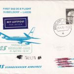 BRD - Scandinavian Airlines SAS Firstflight Düsseldorf - Lagos 21.4.76 selten !