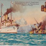 DR - S.M. Kanonenboot Panther Haiti-Einsatz frab. Künstler-AK Saarburg 1907