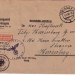 DR - Tübingen 1938 Frei d. Ablösung (Finanzamt) Zustellurkunde n. Herrenberg