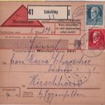 Bayern - 10+20+5 Pfg. Ludwig Nachnahme-Paketkarte Schalding - Hirschhorn 1916
