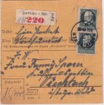 Bayern - 2x60 Pfg. Ludwig Wertpaketkarte Hartkirchen - Viechtach 1918