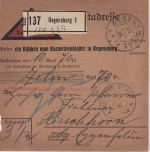 Bayern - Regensburg 1916 unfreies Nachnahmepaket Regensburg - 35 Pfg. Nachporto