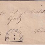 Bayern - Siegenburg 2/4 HKS 3 Kr. Wappen gez. Brief n. Landshut 1872
