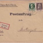 Bayern - 25+5 Pfg. Luitpold/Ludwig R-Brief/Postauftrag Stallwang Rattiszell 1914
