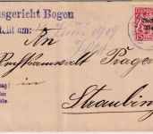Bayern - 15 Pfg. Staatswappen Zustellurkunde Bogen - Straubing 8.10.16