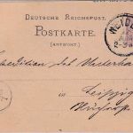 DR - Weiden 22. JUN K1 5 Pfg. Reichspost Ganzsache/Antwortteil n. Leipzig 1881