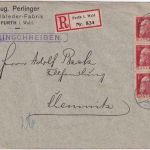 Bayern - 3x10 Pfg. Luitpold Einschreibebrief Furth i.W. - Chemnitz 1913