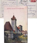 Bayern - 10 Pfg. Wappen Karte n. INDIEN Nürnberg - Bombay 1908
