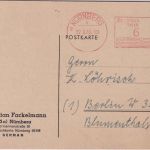 All.Bes. - Nürnberg 22.6.46 teilapt. 6 Pfg. Postfreistempel Drucksachenkarte
