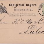 Bayern - 3 Pfg. Rauten Ganzsache Zudruck/Reiseavis Fürth - Lübeck 1885