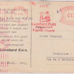 DR - Fürth 1941 15 Pfg. AFS "Kurz Blattgoldfabrik" Karte n. BELGIEN - OKW-Zensur
