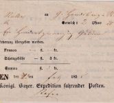 Bayern - Burghausen L1 Fahrpost-Aufgabeschein f. Wertpaket n. Remscheid 1855