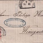 Bayern - 3 Kr Wappen gez. Brief (Drucksache) HKS Bahnh. Augsburg 10/11 1871
