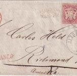 Bayern - 3+6 Kr. Wappen gez. Brief n. USA Zier-K1 Altenstadt 2/11 - Richmond