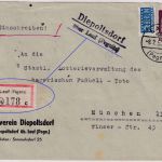 Bizone - Diepoltsdorf ü. Lauf (Pegnitz) Landpost-L2 Einschreibebrief 8.2.50