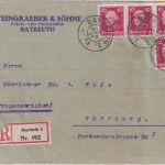 DR - 4x10 Pfg. Fried. d. Große Einschreibebrief Bayreuth - Würzburg 1927