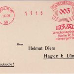 DR - Berlin W50 1926 3 Pfg. AFS "HOVAD Versicherungskonzern" Drucksachenkarte