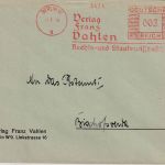 DR - Berlin W9 1934 3 Pfg. AFS "Verlag Franz Vahlen" Drucksachenbrief