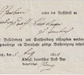 Bayern - Bamberg 1814 Postschein Ortsvordruck