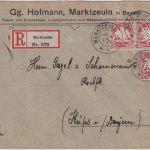 Bayern - 3x10 Pfg. Wappen Einschreibebrief Marktzeuln - Küps 1910