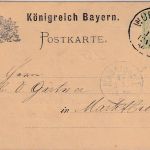 Bayern - 3 Pfg Rauten Ganzsache priv. Zudruck/Reiseavis Würzburg Marktbreit 1884