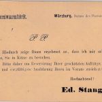 Bayern - 3 Pfg Rauten Ganzsache priv. Zudruck/Reiseavis Würzburg Marktbreit 1884