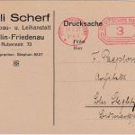 DR - Berlin-Schöneberg 28.3.27 3 Pfg. Postfreistempel Ortsdrucksache