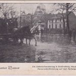 Berlin - Schöneberg Hauptstraße Überschwemmung Pferdefuhrwerk ungelaufen ca 1900