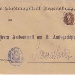 Bayern - 40 Pfg. Dienst-Abschied Brief Regensburg - Landshut 4.6.20