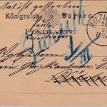 Bayern - 3 Pfg. Wappen Ganzsache/Zudruck Reiseavis Kitzingen/Rüdesheim ca. 1878