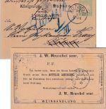Bayern - 3 Pfg. Wappen Ganzsache/Zudruck Reiseavis Kitzingen/Rüdesheim ca. 1878