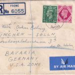 England - 8+1/2 P. George VI. Luftpost-Einschreibebrief Frome - München 1949
