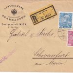 Österreich - 25+10 H. Franz-Joseph Einschreibebrief Wien - Schweinfurt 1909