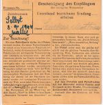DR - 80 Pfg. AH Paketkarte Wien 51 - St. Georgen 5.9.44