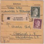 DR - 30+15 Pfg. AH Paketkarte Eichenbühl ü. Miltenberg Poststelle I 1943