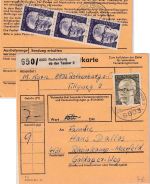 BRD - 3x2+1 DM Heinemann Paketkarte Rothenburg o/T. 3 - Rheinkamp 1971
