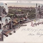 Bayern - Rothenburg o/T Rathaus Schmiedgasse etc. Mehrbild-Farblitho 1897