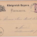 Bayern - Donauwörth 29/3 HKS 5 Pfg. Rauten Ganzsache n. Berlin 1883