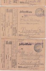 Bayern - K.B.Ersatz-Division 3 handgezeichnete (!) Feldpostkarten n. Neuburg a/D