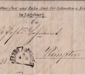 Bayern - Bahnh. Augsburg 4/11 HKS Dienstbrief Ober-Post-u. Bahnamt 1865