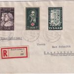 Saarland - 25 Fr. Rotes kreuz u.a. Ortseinschreibebrief Saarbrücken 1953