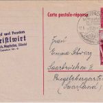 Saarland - 15 Fr. Mikroskop Ganzsache/Antwortteil+Zusatz v. ÖSTERREICH 1955
