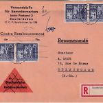 Saarland/OPD - 4x15 Fr. 100 J. Merzig Einschreibebrief/FDC Saarbrücken 25.5.57