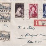 Saarland - Volkshilfe 1952 u.a. Einschreibebrief Homburg - Stuttgart 23.11.52