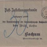 DR - Parchau (Schlesien) 17.9.00 K1 Post-Zustellurkunde n. Bochum - Nachporto