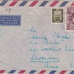 Saarland - 45+8 Fr. Freimarken Luftpostbrief n. USA Saarbrücken 23.4.55